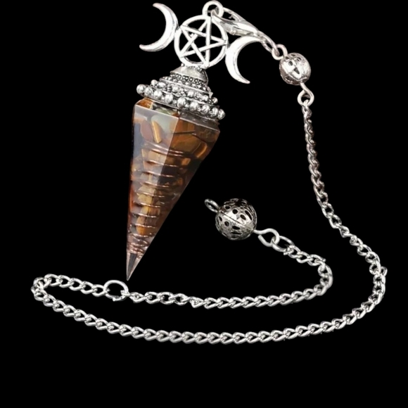 Silver and Brown Pendulum Necklace 4 Necklace Or Pendulum - Picture 1 of 5